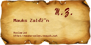 Mauks Zalán névjegykártya
